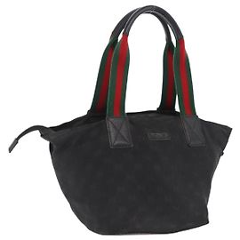 GUCCI GG Canvas Web Sherry Line Handtasche Nylon Schwarz 131228