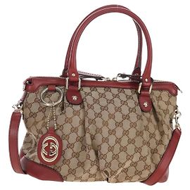 GUCCI GG Canvas Hand Bag 2way Beige Gold 247902