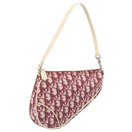 Christian Dior Trotter Canvas Saddle Pouch PVC Red Silver