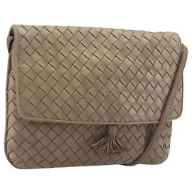 Bottega Veneta INTRECCIATO Shoulder Bag Leather Beige Gold