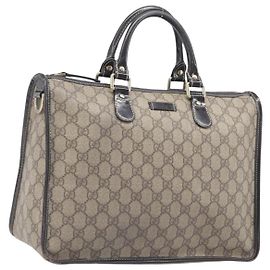 GUCCI GG Supreme Hand Bag PVC Beige Gold Tone 190259