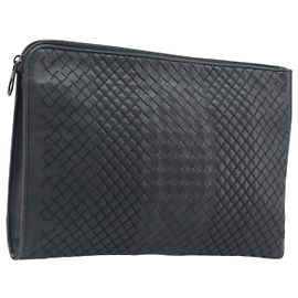 Bottega Veneta INTRECCIATO Clutch Bag Leather Gray