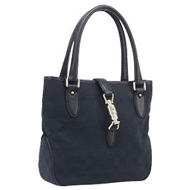 GUCCI GG Canvas Jackie Handtasche Schwarz Gold 145817