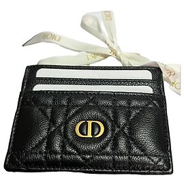 Dior Cannage Kartenhalter Schwarz Leder
