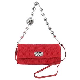 Borsa a tracolla in pelle Nappa Matelassé con bijou di cristalli Miu Miu