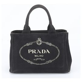 Prada Canapa Leather Canvas Tote Bag