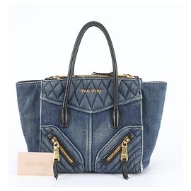 Borsa Tote Miu Miu in Denim e Pelle Biker