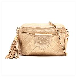 Bolsa de Ombro em Couro Matelassé com Corrente Chanel