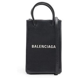 Borsa a tracolla in pelle Balenciaga Shopping Phone Holder