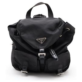 Prada Tessuto Nylon Rucksack mit Leder-Dreieckslogo