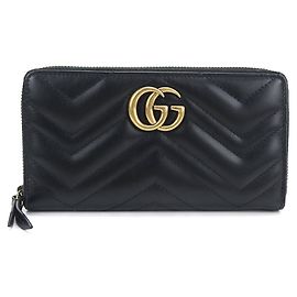 Portafoglio lungo in pelle nera da donna Gucci