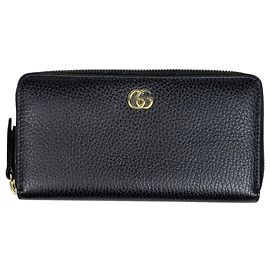 Gucci GG Marmont Double G Leder-Langportemonnaie mit Reißverschluss