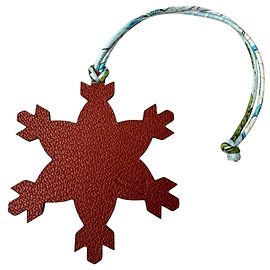 Charm Hermès Petit H Fiocco di Neve Marrone Pelle e Seta