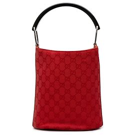 Bolso bucket Gucci Red GG Canvas con asa superior