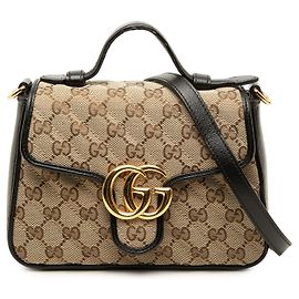 Borsa a mano Gucci Mini GG Marmont Matelassé in canvas GG diagonale e pelle di vitello, Beige