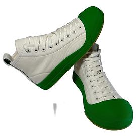 Bottega Veneta Vulcan High-Top Sneaker Canvas Weiß Parakeet Green