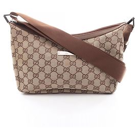 Bolso de hombro Gucci de lona GG y cuero