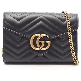 Bolso de hombro Gucci GG Marmont de piel negra