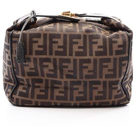 Borsa Fendi Zucca Marrone e Nera in Pelle e Tela