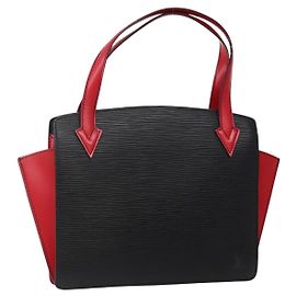 LOUIS VUITTON Epi Bicolor Varenne Hand Bag Black Red M52387 LV