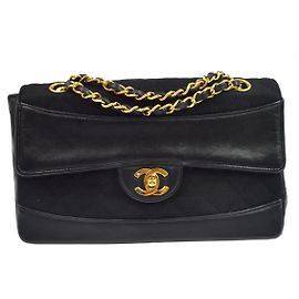 Chanel Vintage CC Chain Flap Quilted Jersey and Lambskin Medium
