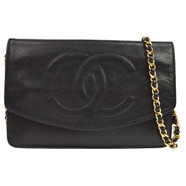 Chanel Vintage Timeless Wallet on Chain Caviar