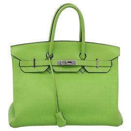 Hermès Hermes Birkin Green Clemence con Palladium Hardware 35