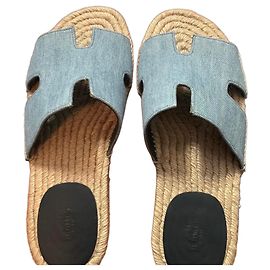 Hermès Ciabatte Espadrilles Denim Blu