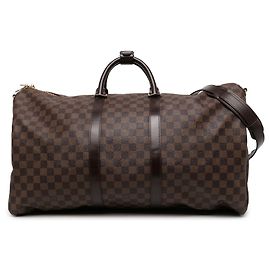 Sac de voyage Louis Vuitton Damier Ebene Keepall Bandouliere 55 Marron