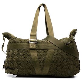 Borsa Duffle Cassette Bottega Veneta in tela Intrecciato Webbing Verde