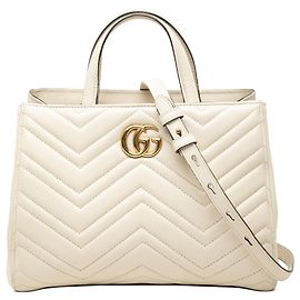 Borsa a mano Gucci Small GG Marmont Matelasse in pelle di vitello bianca