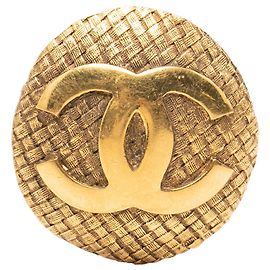 Chanel CC Gold-plattierte gewebte runde Brosche
