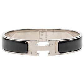 Bracciale Clic H PM stretto in smalto nero Hermès