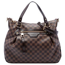 Borsa Satchel Louis Vuitton Damier Ebene Evora MM Marrone