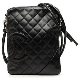 Borsa crossbody Chanel Cambon Ligne in pelle d'agnello matelassé nera