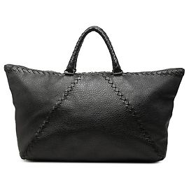 Borsa da viaggio Bottega Veneta Intrecciato con zip superiore in pelle Cervo nera