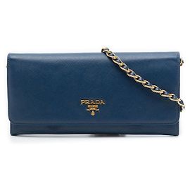 Borsa a tracolla Prada Saffiano Wallet On Chain Blu
