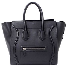 Céline Bolso de mano de piel Celine en azul marino oscuro y negro