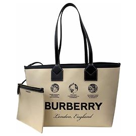 Borsa Tote Burberry in tela beige