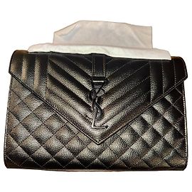 Autre Marque Saint Laurent Borsa Envelope Medium in pelle trapuntata nera
