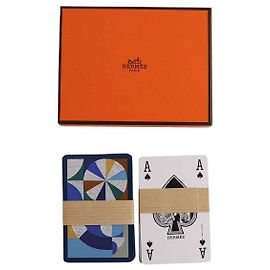 Hermès Conjunto de 2 jogos de bridge cavalo Natté