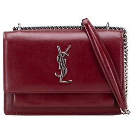 Autre Marque Borsa a tracolla Red Saint Laurent Mini Calfskin Monogram Sunset Wallet on Chain