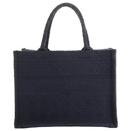 Borsa a tracolla Christian Dior Book Tote Cannage Canvas in blu navy