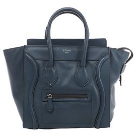 Céline Borsa a mano Celine Luggage Micro in pelle blu navy