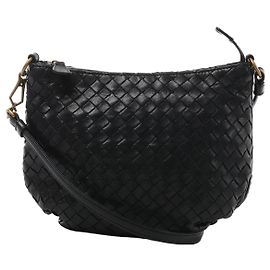 Borsa a spalla Bottega Veneta Intrecciato in pelle nera 217981