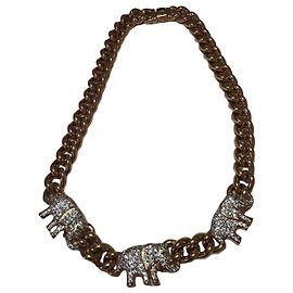 Collana Valentino a Catena con Elefanti e Cristalli Dorata