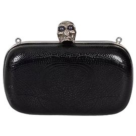 Pochette Alexander McQueen en cuir noir avec motif crâne, occasion