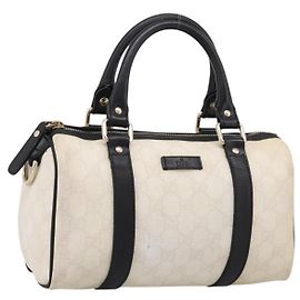 GUCCI GG Supreme Hand Bag PVC White Gold 193604