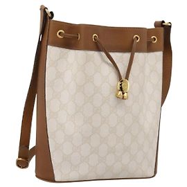 GUCCI GG Supreme Shoulder Bag PVC White Gold 41 02 034