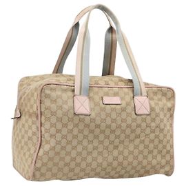 GUCCI GG Canvas Sherry Line Boston Bag Beige Gold 153240